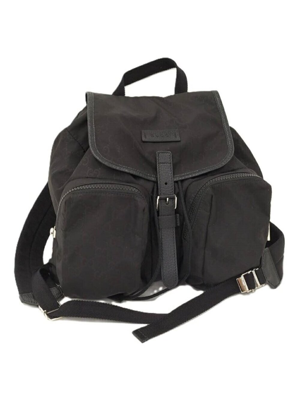 Gucci Backpack Nylon Leather Black
